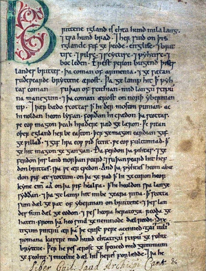 An image of the first page of the Peterborough Chronicle